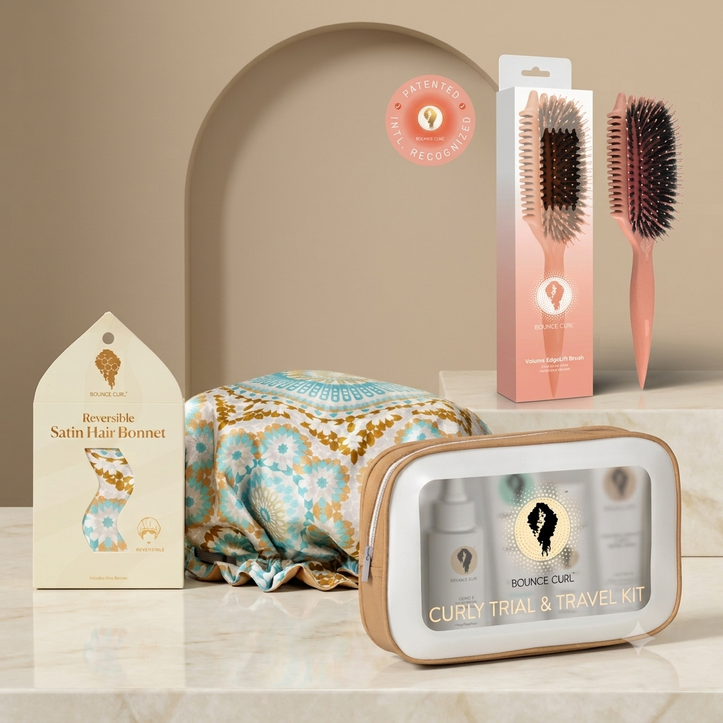 Volume Bounce Curl Essentials Trio (Volume Brush + Bonnet + Travel Kit)