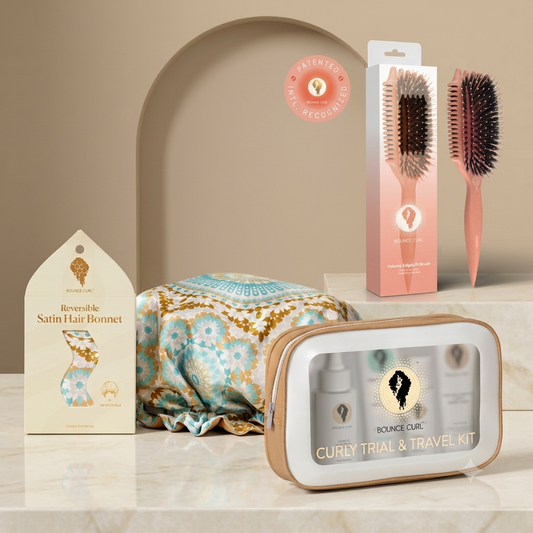 Volume Bounce Curl Essentials Trio (Volume Brush + Bonnet + Travel Kit)